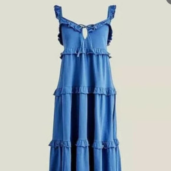 NWT J.Crew Tiered Dress with Ruffle and Keyhole Detail - Picture 3 of 10